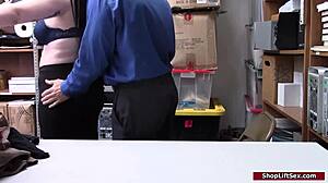 Teen shoplifter with big tits gets fucked hard by LP officer in shop!