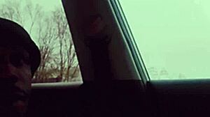 Skinny Amateur with Small Waist Dances Cock Outside in Public Vehicle with Lover