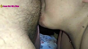 Sucking boyfriend's cock in front of cuckold husband!