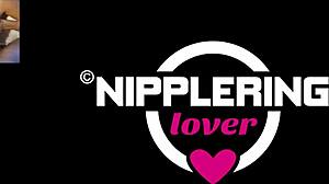 Nippleringlover kinky mother plays with pierced pussy and pinches extreme nipples at home office