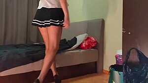 i'm peeping on a 40-year-old stepmom in stockings and fishnet.