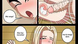 Krillin fucks Number 18, Bulma joins