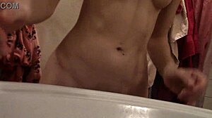 Skinny Babe Says, Come Join Me in the Bathroom for Fun!