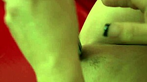 >slut milf mom masturbate on red latex