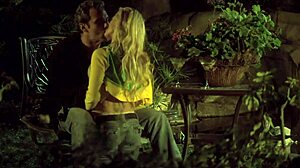 Blonde hottie intensely fucks in garden