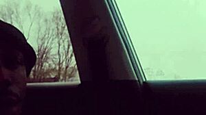 Skinny Amateur with Small Waist Dances Cock Outside in Public Vehicle with Lover