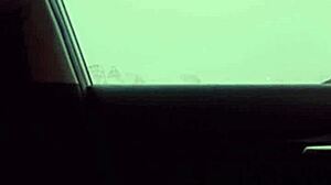 Skinny Amateur with Small Waist Dances Cock Outside in Public Vehicle with Lover