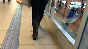 Jacket and boots on the train.