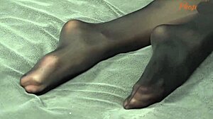 Rita Fox Fucks A Guy With A Big White Cock In Black Pantyhose