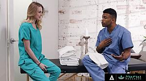 Kyler Quinn learns intense nuru massage with blowjob and cowgirl on big cock.