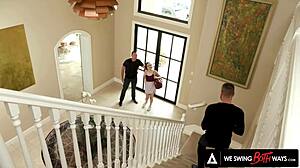 Threesome Action! Aliya Brynn Takes Double Penetration, Muff Diving, And Deepthroat.