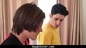 college stepsisters swap with stepbrothers in group action