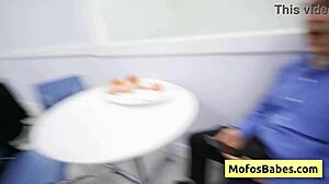 slutty milf sucks fat cock on office desk