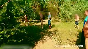 blonde beauty flashing shaved pussy on balcony nude