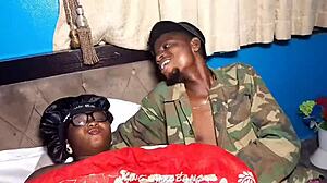 army boyfriend & his fiancee moaning passionately during blowjob and ass dildo play