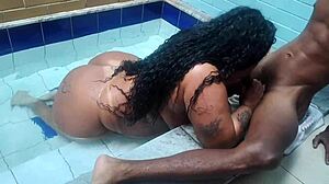 Latina Teen Orgasms From Intense Assfucking By Monster Cock In Pool