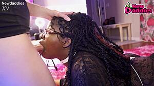 Black 28-year-old ebony star devours white daddy in wild session.