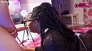 Black 28-year-old ebony star devours white daddy in wild session.