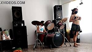 Curvy Latina Student Shakes Ass in Striptease to Drums