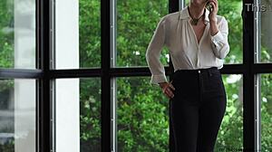 Submissive Business Woman Flashes See-Through Lingerie in Public