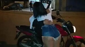 Danny Hot meets a friend in the square and rides his motorcycle for intense fucking