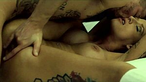 inked damon oils up hot blonde milf for slow pussy licking.