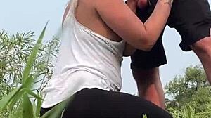 Watch us almost get caught fucking in the park!