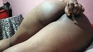 Indian hairy woman enjoys solo fun in hotel room