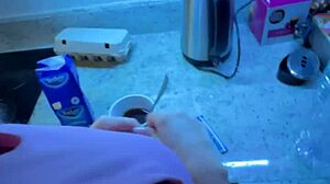 Sexy Alice Deepthroats Huge Cock In Kitchen!