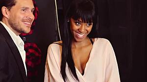 Black slut Noe Milk got me crazy, consoled by two Euro cocks in wild public action