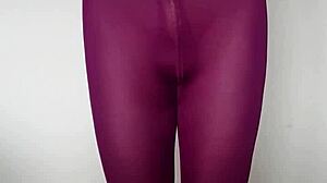 Cum on my burgundy leggings.