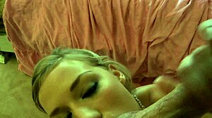 Eighteen blonde beauty sucking big cock like a pro.