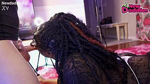 Black 28-year-old ebony star devours white daddy in wild session.