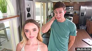 Is Maria Kazi cheating with her stepbro and the pool guy in a wild DP session?