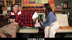 oh yeah, that hot teen and milf are loving the bowling freeuse session