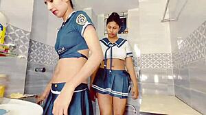 Two Sexy Indian Girls Share Cock in Desi Sex