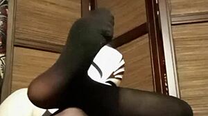 Horny Petite In Pantyhose And Lingerie Teases Big Tits Solo