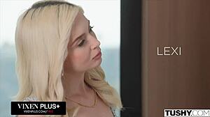 Tiny blonde takes huge cock in tight ass for gaping anal