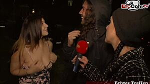 Young girl picks up strangers for public casting fun