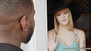 Juicy White Teen Pussy Stretched by Big Black Cock