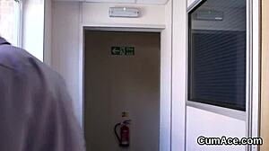 Spicy peach receives a facial and swallows all the cum