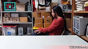 petite half black teen caught shoplifting gets pussy fucked by mall cop