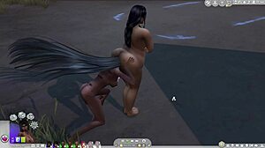 I play Sims 4 with futa ladyboys in a tropical group scene