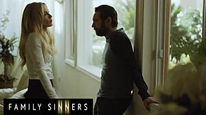 Family Sinners - Blonde Stepsister Moans Loudly As Her Stepbrother Rubs And Fingers Her Shaved Pussy