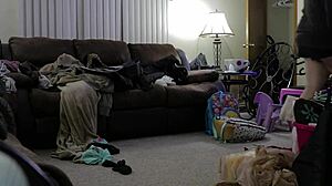 Chubby Mom Cleans House In Shorts