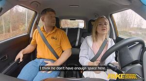 Fake Driving School Blonde Mar Bella Fucked Hard in Public Car Anal Outdoor