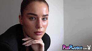 elegant teen pauline pastel strips in black lingerie