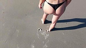 that beach walk with big tits and voyeur fun