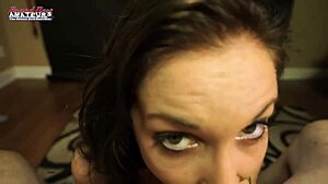 Skinny coed Ryann gives footjob and gets twat fingered hard