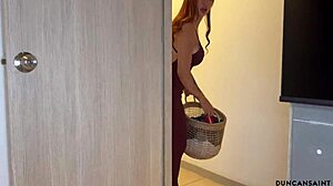 She caught me jerking off with her panties while she was in a miniskirt